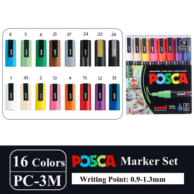 New Uni Posca Marker Pen Set PC-1M/3M/5M/8K/17K