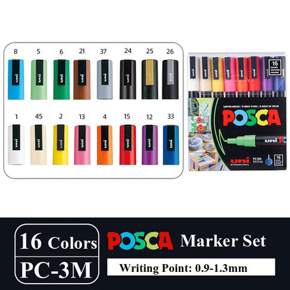 New Uni Posca Marker Pen Set PC-1M/3M/5M/8K/17K