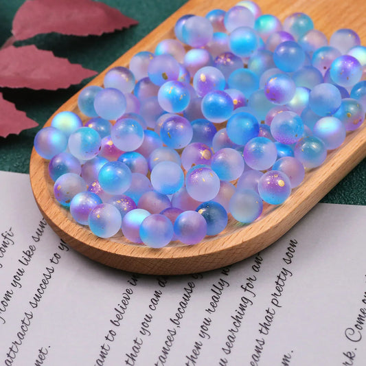 30pcs 12mm Blue-Purple Dot Golden Crystal Round AB Color Glass Spacer Loose Beads