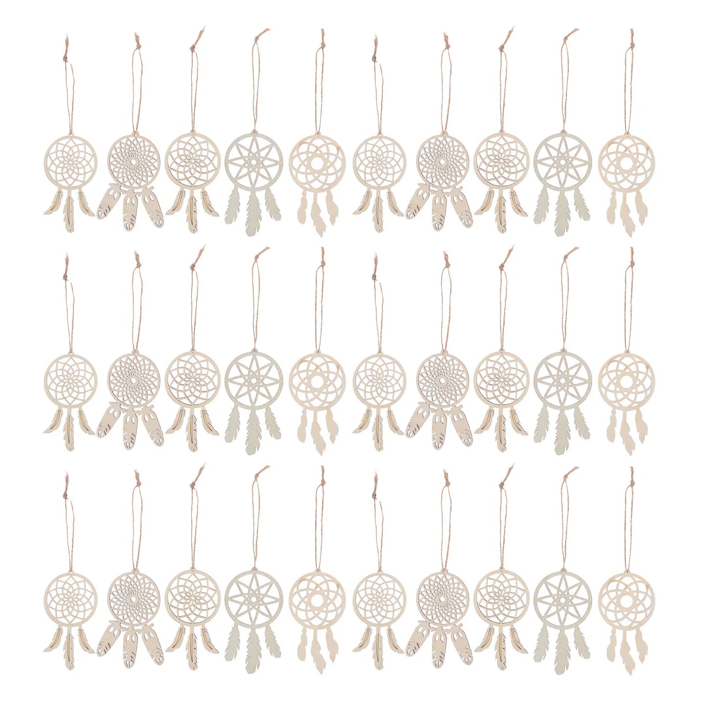 50pcs Dream Catcher Kit Unfinished Wooden Cutouts
