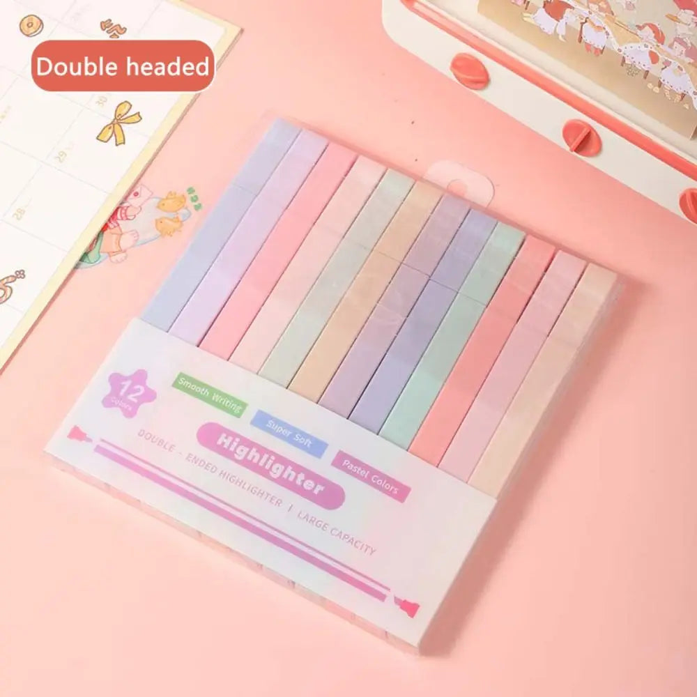 6/12Pcs Pastel Highlighters Soft Tip Mild Colours Highlighter Marker Pen