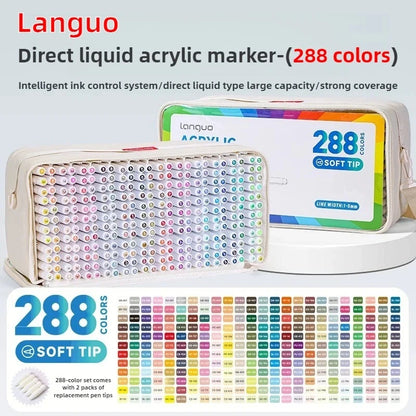 Languo 288/9 Direct Liquid Acrylic Paint Pens Brush Color Marker Pen