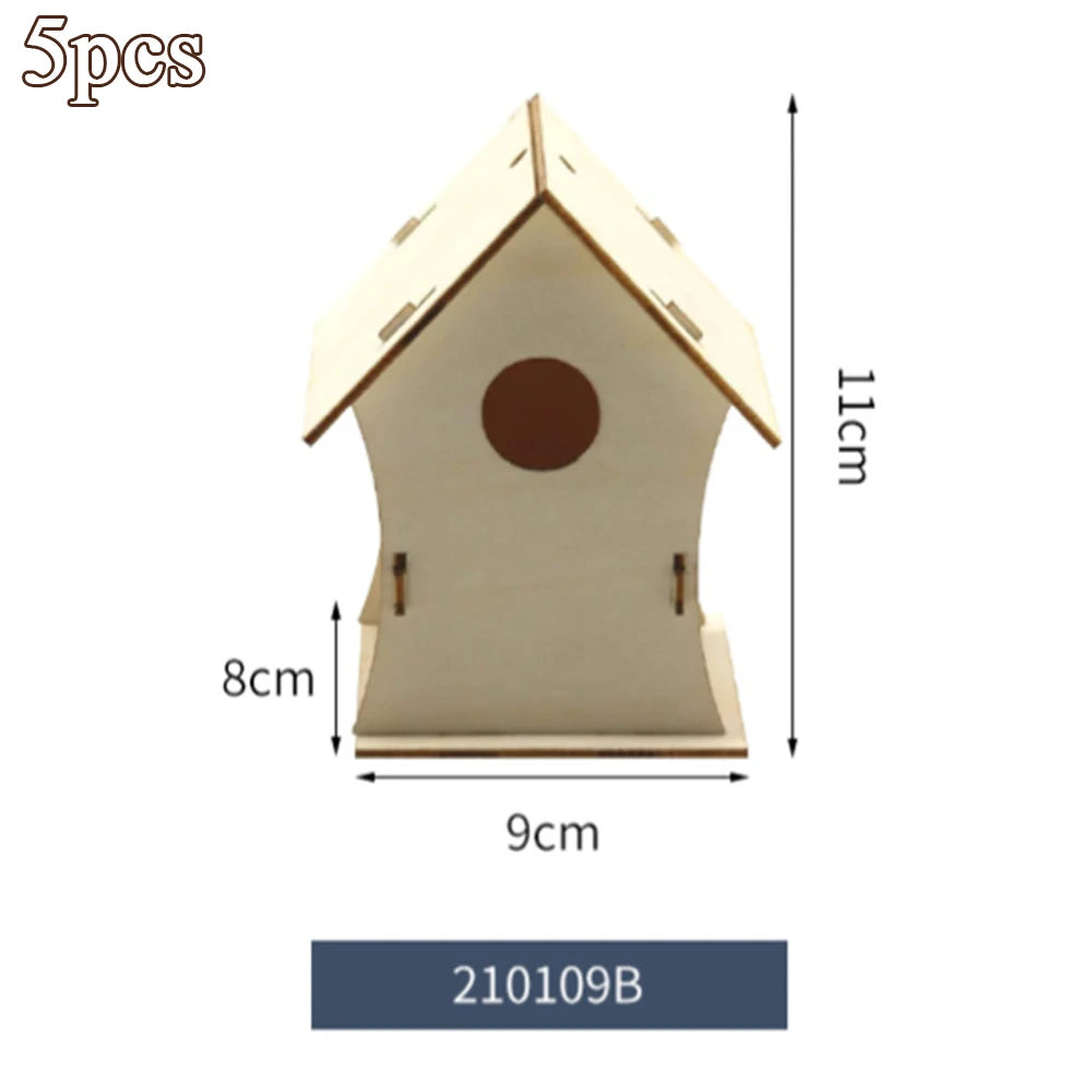 5pcs Unfinished Blank Wooden Birdhouses