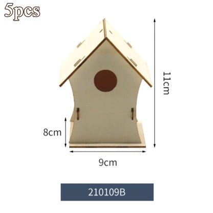 5pcs Unfinished Blank Wooden Birdhouses