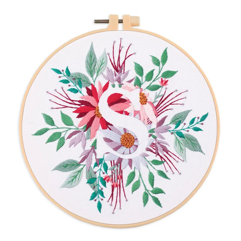Letter Embroidery DIY Flowers Painting Full Needlework Bag