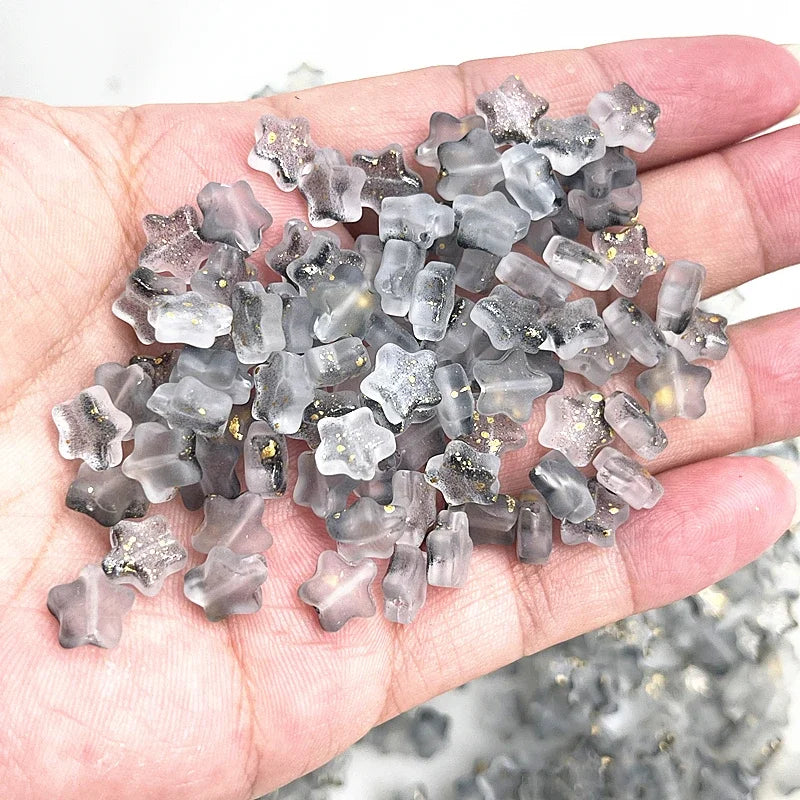 New 30pcs 8mm Five-pointed Star Matte Glass Beads Loose Spacer Beads