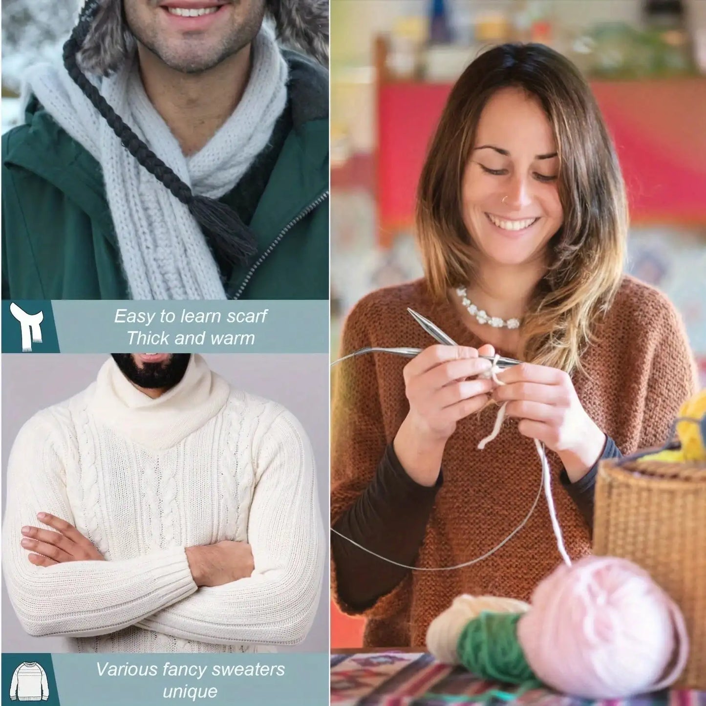 Professional 8pcs Stainless Steel Knitting Needles Set