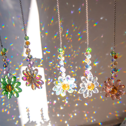 1/5pcs Crystal Sunflower Suncatchers Hanging Ornaments