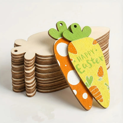 10pcs Easter Wooden Carrot Decoration Blank Wood Chips
