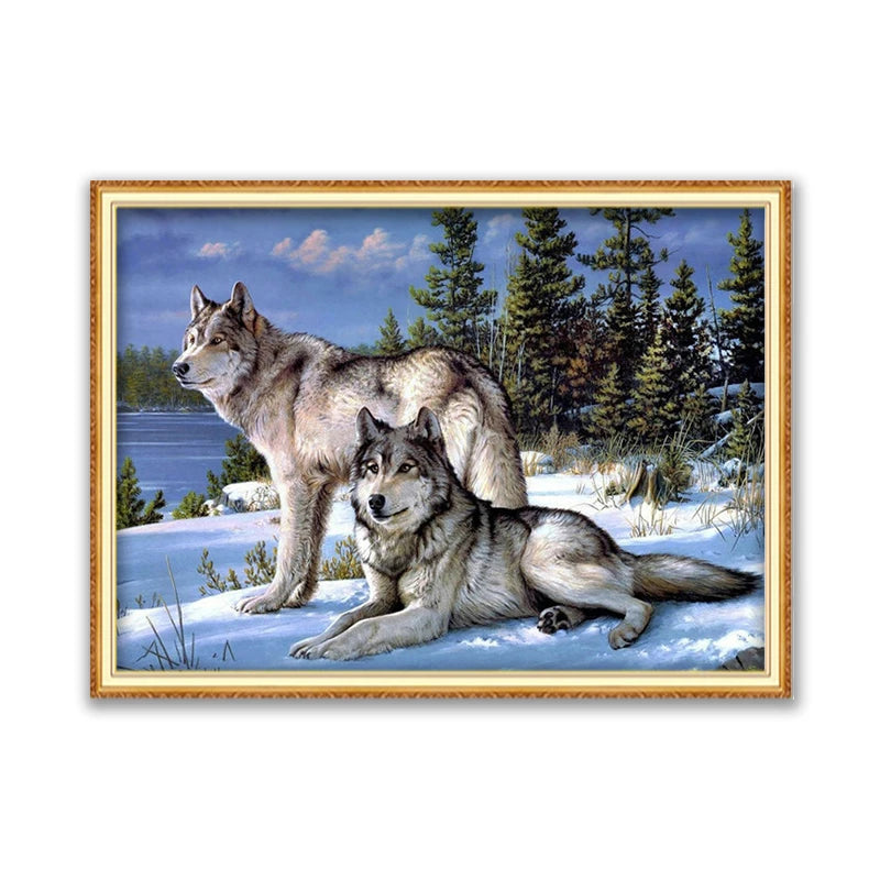 Meian Moon And Wolf DIY Embroidery 11CT Cross Stitch Kits