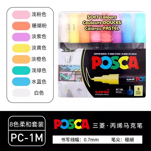 New Uni Posca Marker Pen Set PC-1M/3M/5M/8K/17K