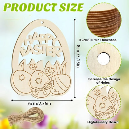 40pcs Wooden Easter Bunny Egg Blanks Easter Decoration
