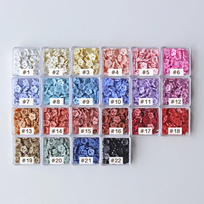 50Pcs Mini Buttons 8mm Mini Resin Flower Shape