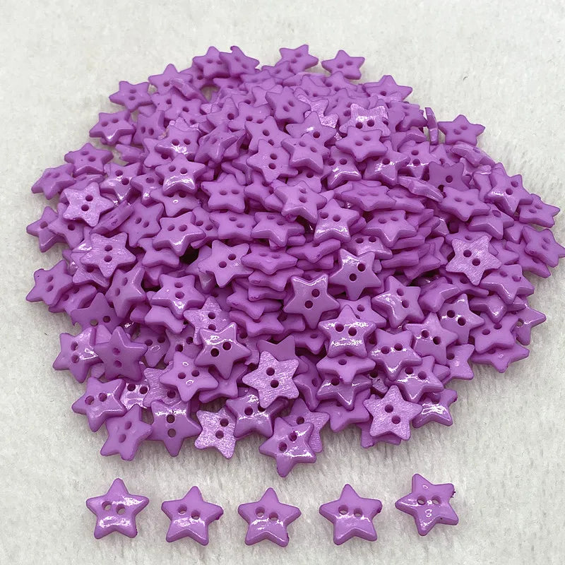 New 12mm-15mm-20mm Colours Five- Pointed Star with Two Eye Buttons