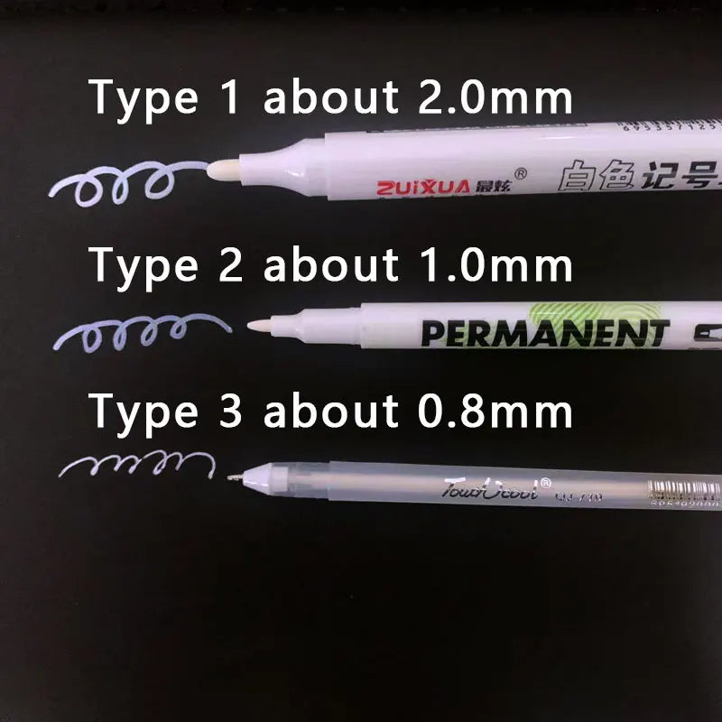 1/3/5 Pcs White Marker Pens 2.0mm Oily Waterproof White Gel Pen