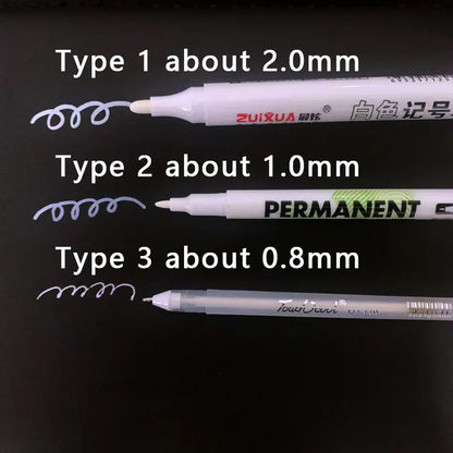 1/3/5 Pcs White Marker Pens 2.0mm Oily Waterproof White Gel Pen