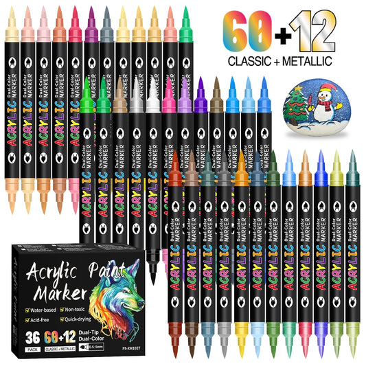 24/48/72/144  Acrylic Paint Markers,Dual tips Dual Color