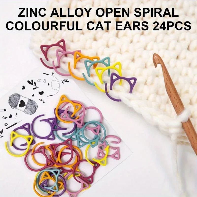 24/48pcs Cat Ear Metal Stitch Marker