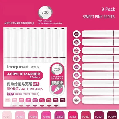Languo 207/9 Direct Liquid Acrylic Paint Pens Brush Color Marker Pen