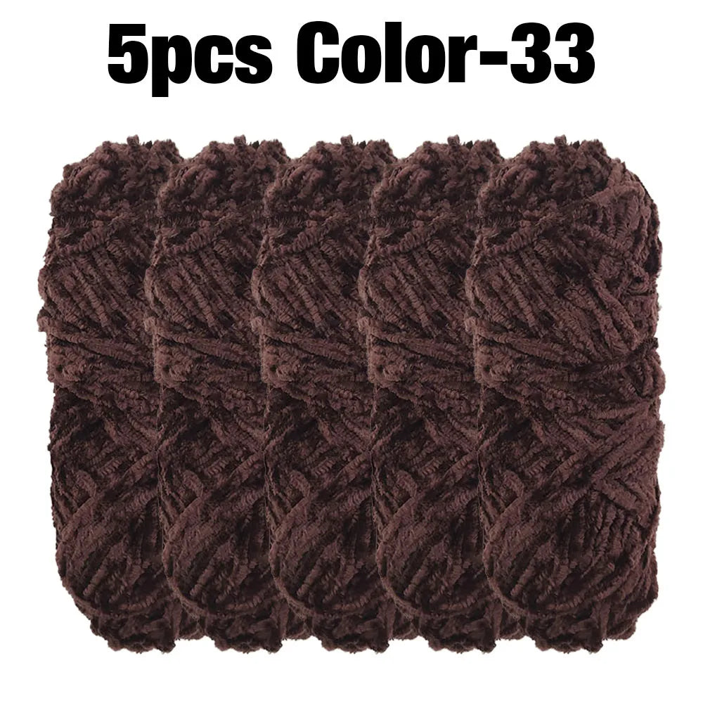 5 Rolls 100g Each Roll Premium Velvet Chenille Yarn