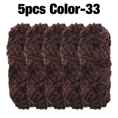 5 Rolls 100g Each Roll Premium Velvet Chenille Yarn