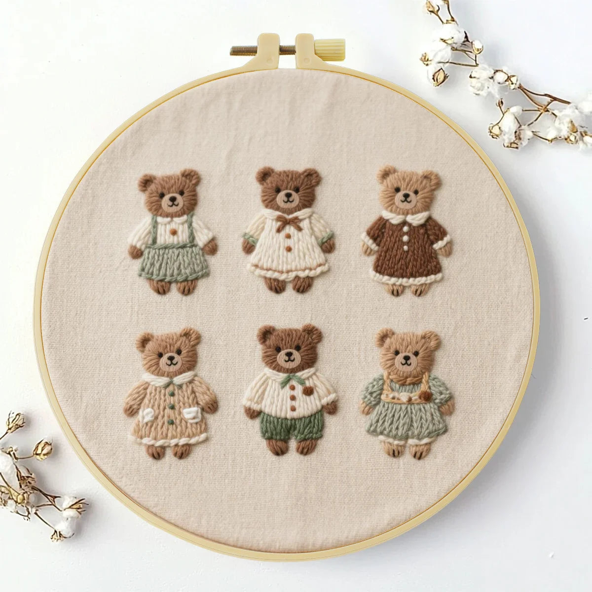 1pc 20X20CM/7.87inch Cute little bear Embroidery Starter Kit