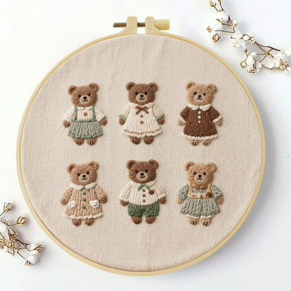 1pc 20X20CM/7.87inch Cute little bear Embroidery Starter Kit