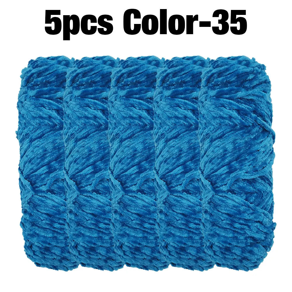 5 Rolls 100g Each Roll Premium Velvet Chenille Yarn