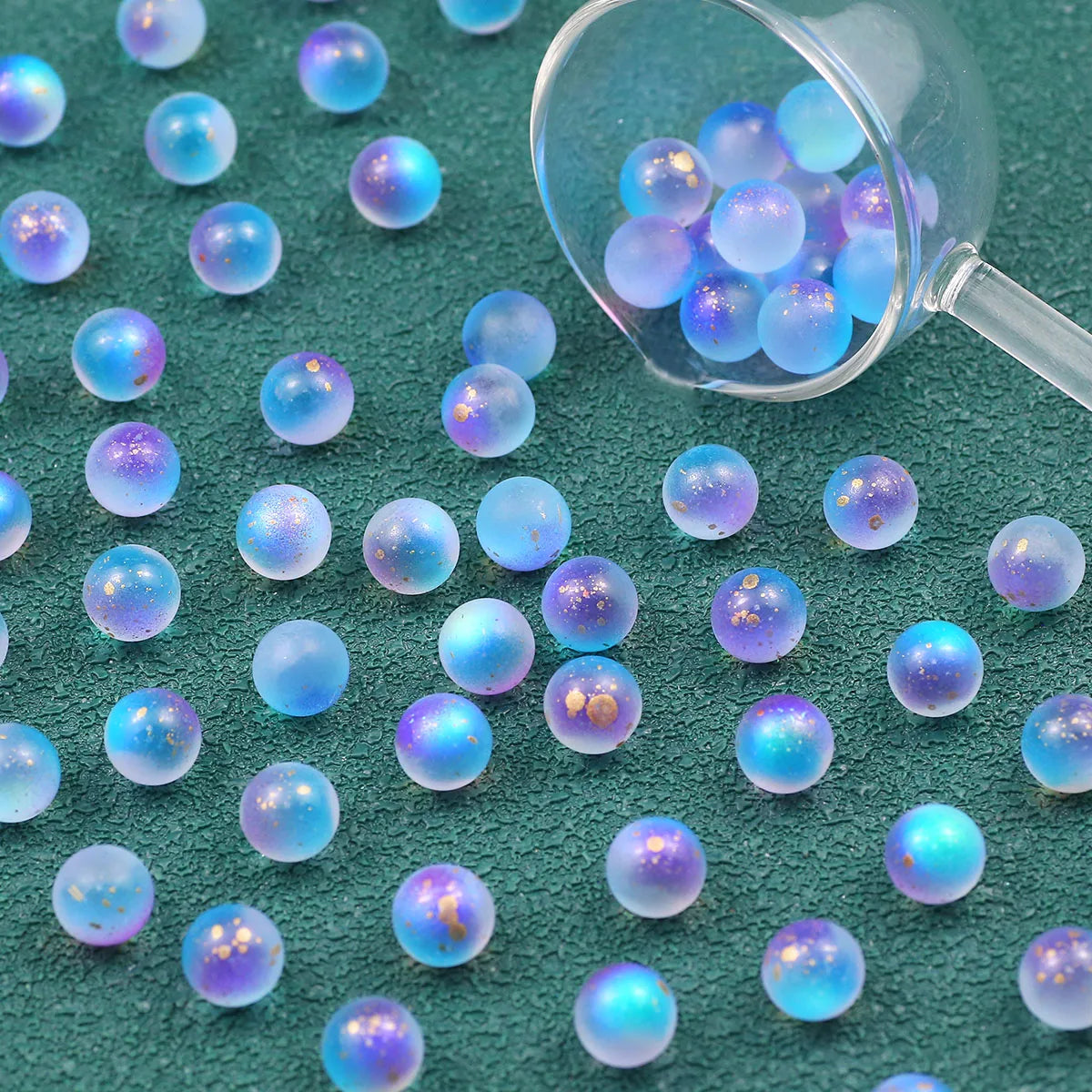 30pcs 12mm Blue-Purple Dot Golden Crystal Round AB Color Glass Spacer Loose Beads