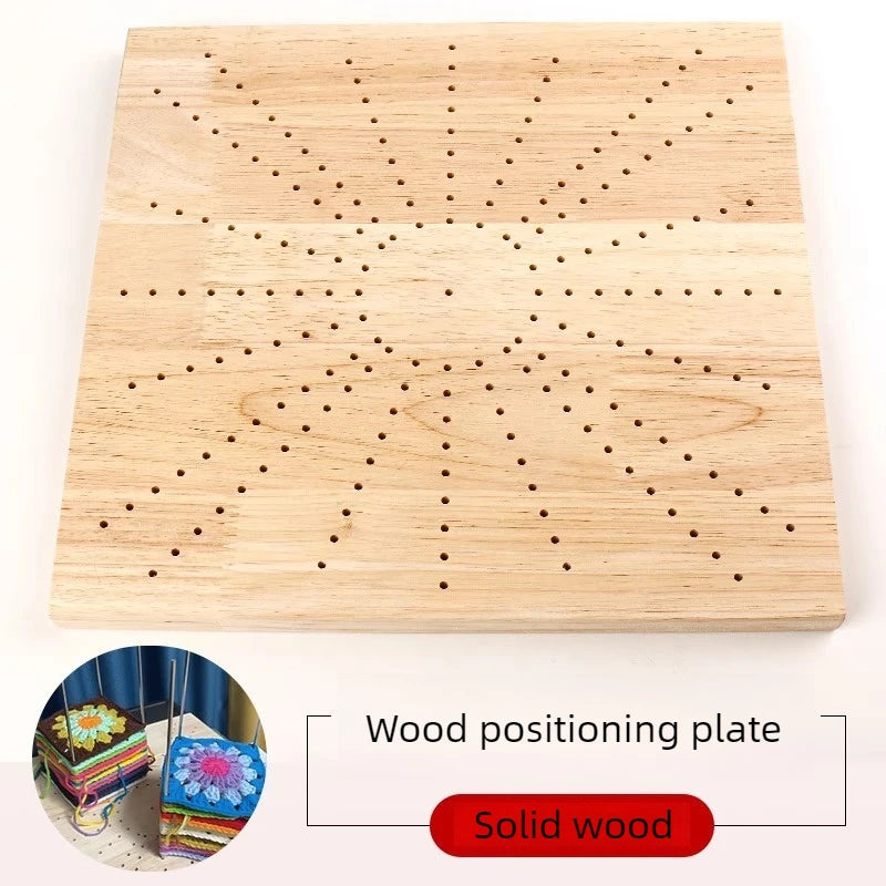 Wooden Crochet Blocking Board with Grid Lines and Stainless Steel Pins for Granny Squares Knitting Projects DIY Craft Gift