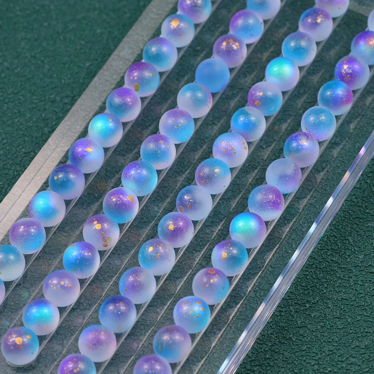 30pcs 12mm Blue-Purple Dot Golden Crystal Round AB Color Glass Spacer Loose Beads