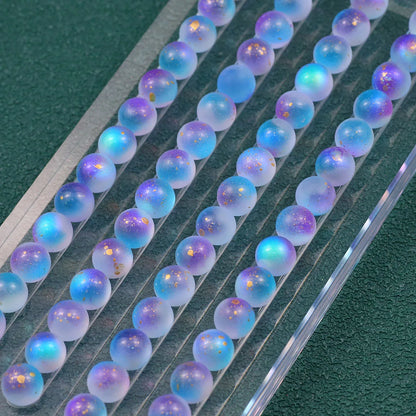 30pcs 12mm Blue-Purple Dot Golden Crystal Round AB Color Glass Spacer Loose Beads
