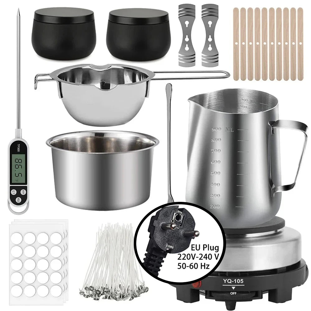 DIY Handmade Candle Craft Tools Kit with Wax Melting Hot Plate