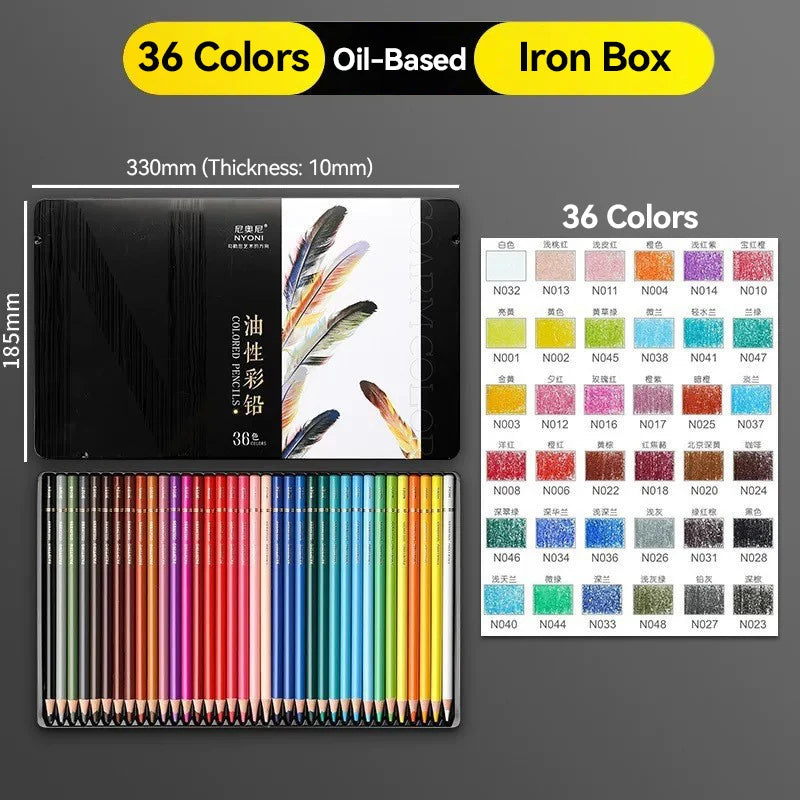 NYONI 24-120Colors Pencils Professional Oil Wood Soft Watercolor Pencil