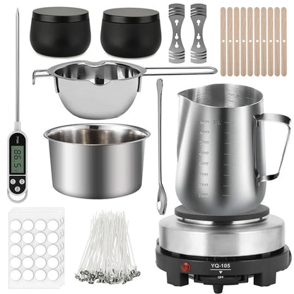 DIY Handmade Candle Craft Tools Kit with Wax Melting Hot Plate