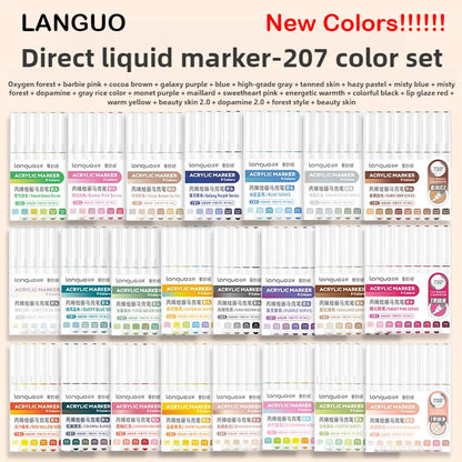Languo 207/9 Direct Liquid Acrylic Paint Pens Brush Color Marker Pen