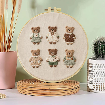 1pc 20X20CM/7.87inch Cute little bear Embroidery Starter Kit