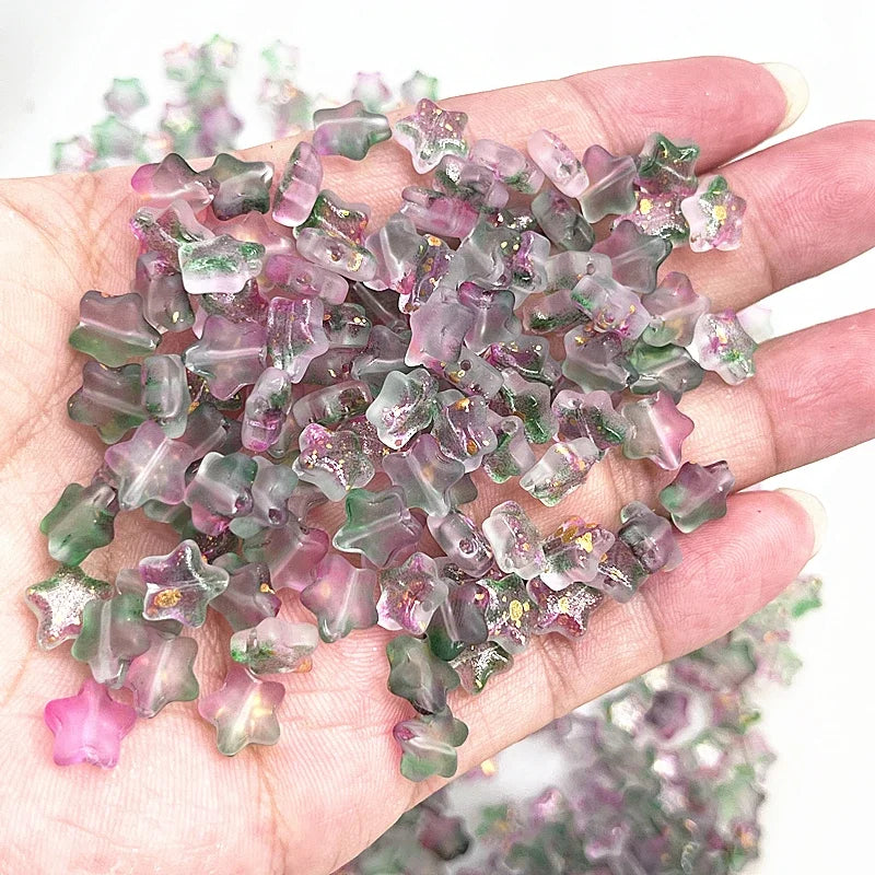 New 30pcs 8mm Five-pointed Star Matte Glass Beads Loose Spacer Beads