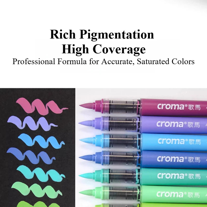 CROMA Refillable Direct Liquid Acrylic Marker Set with Soft Tip Layering Capable