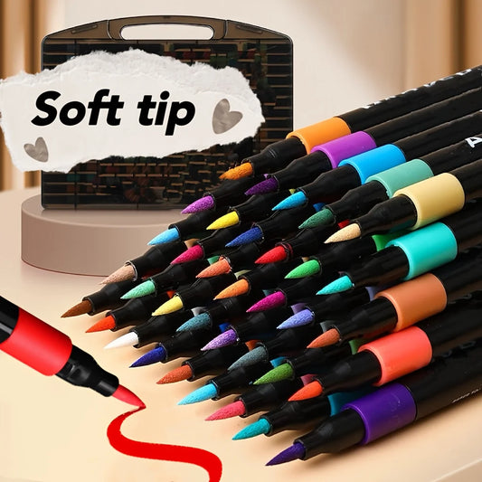 Soft Brush Tip Acrylic Marker Pens – Vibrant, No Bleeding