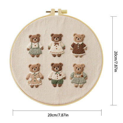 1pc 20X20CM/7.87inch Cute little bear Embroidery Starter Kit