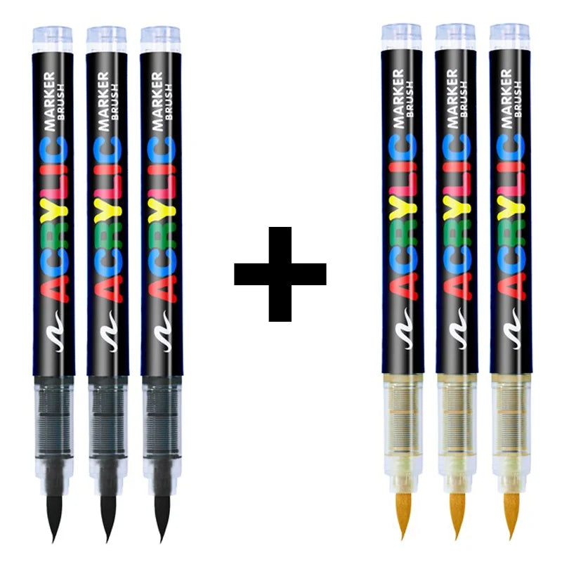 3Pcs Acrylic White Marker Brush Pens