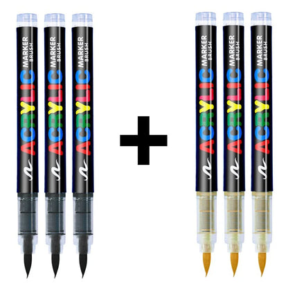 3Pcs Acrylic White Marker Brush Pens