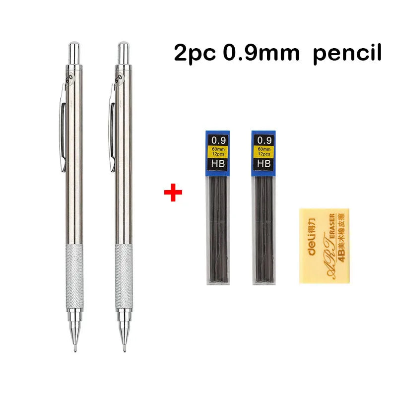 Mechanical Pencil Set 0.3 0.5 0.7 0.9 1.3 2.0mm Full Metal Art Drawing Painting Automatic Pencil