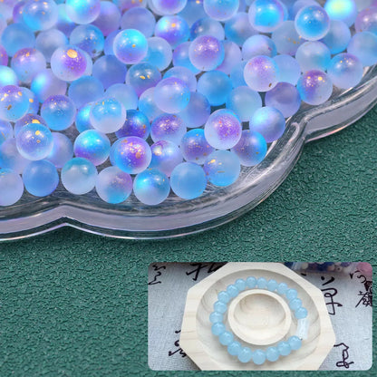 30pcs 12mm Blue-Purple Dot Golden Crystal Round AB Color Glass Spacer Loose Beads