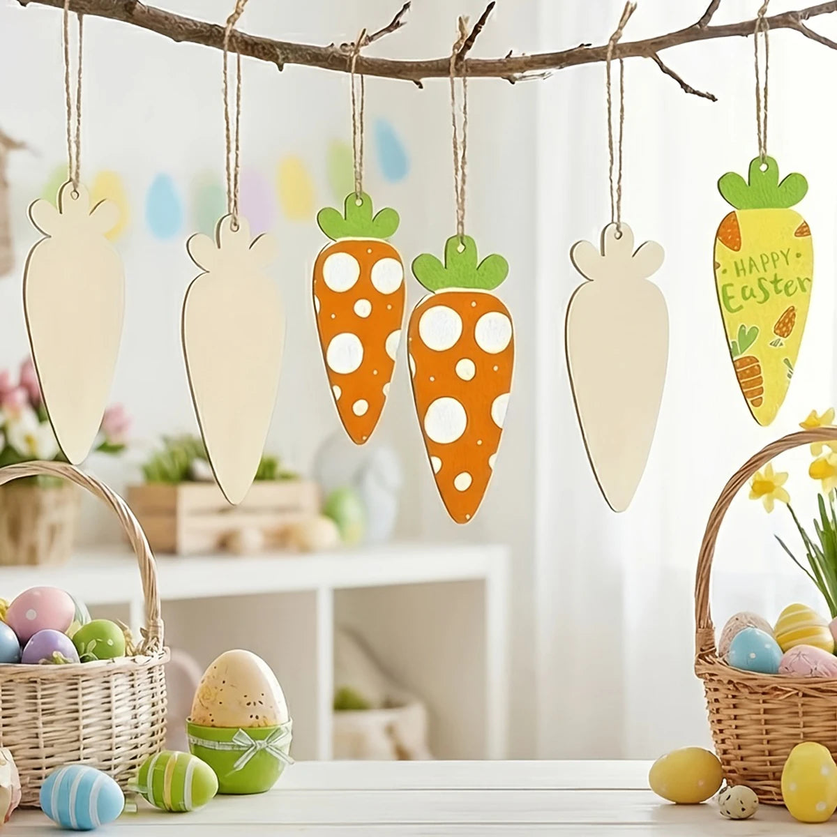10pcs Easter Wooden Carrot Decoration Blank Wood Chips