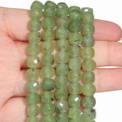 Natural Amethyst Beads 7-8mm Faceted Square Cube Geometric