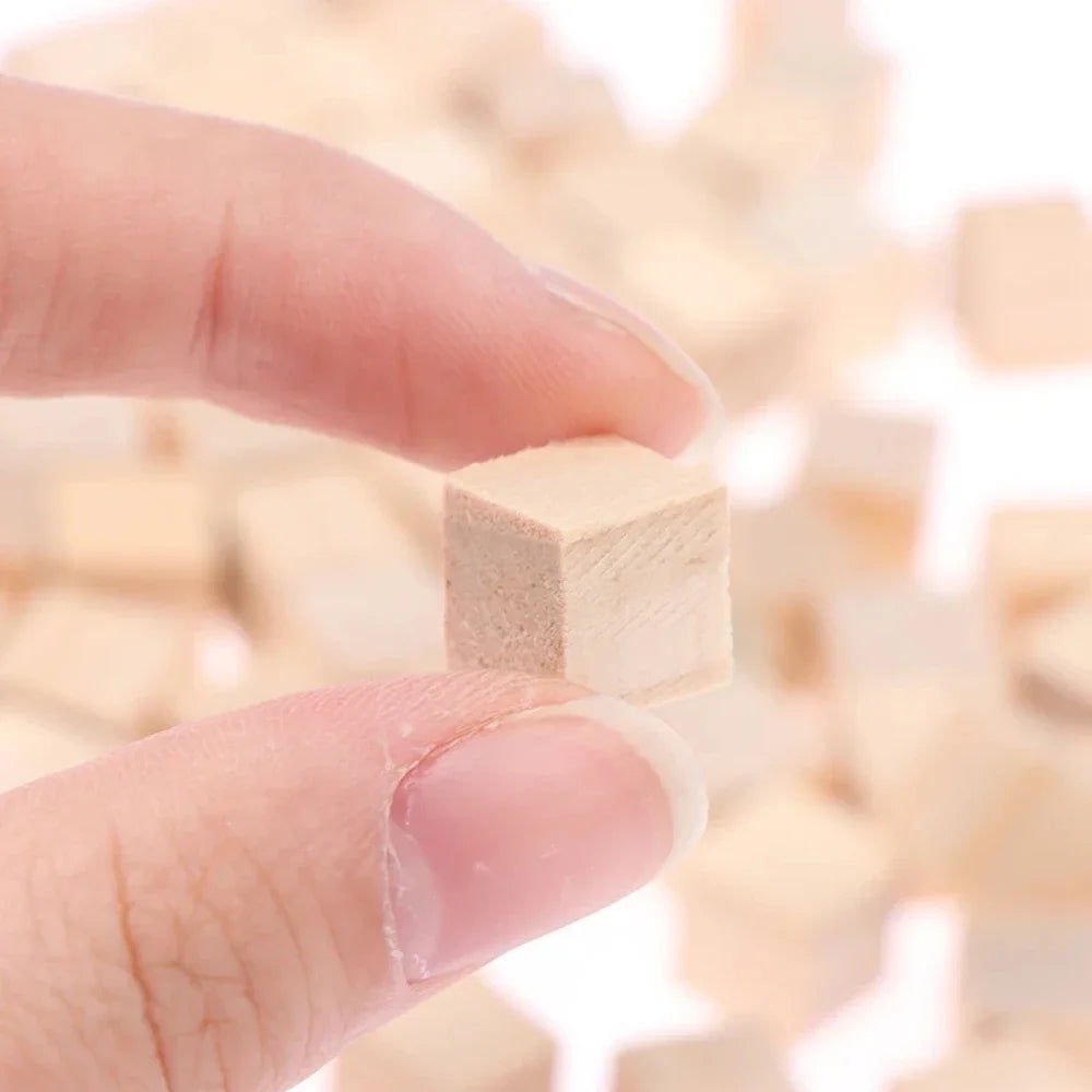 60/100pcs 20mm Unfinished Blank Mini Wood Solid Cubes