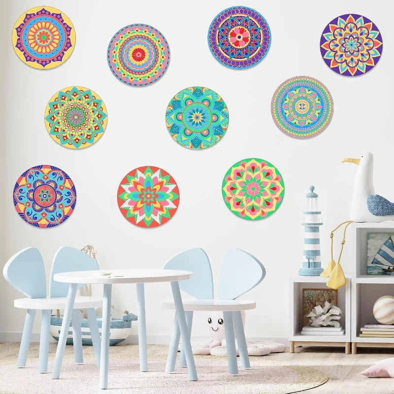 Wooden Mandala Painting10 Unfinished Wood Cutouts