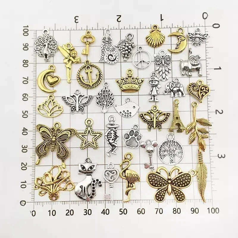 100pcs Tibetan Silver Mixed Pendant Animals Charms Beads